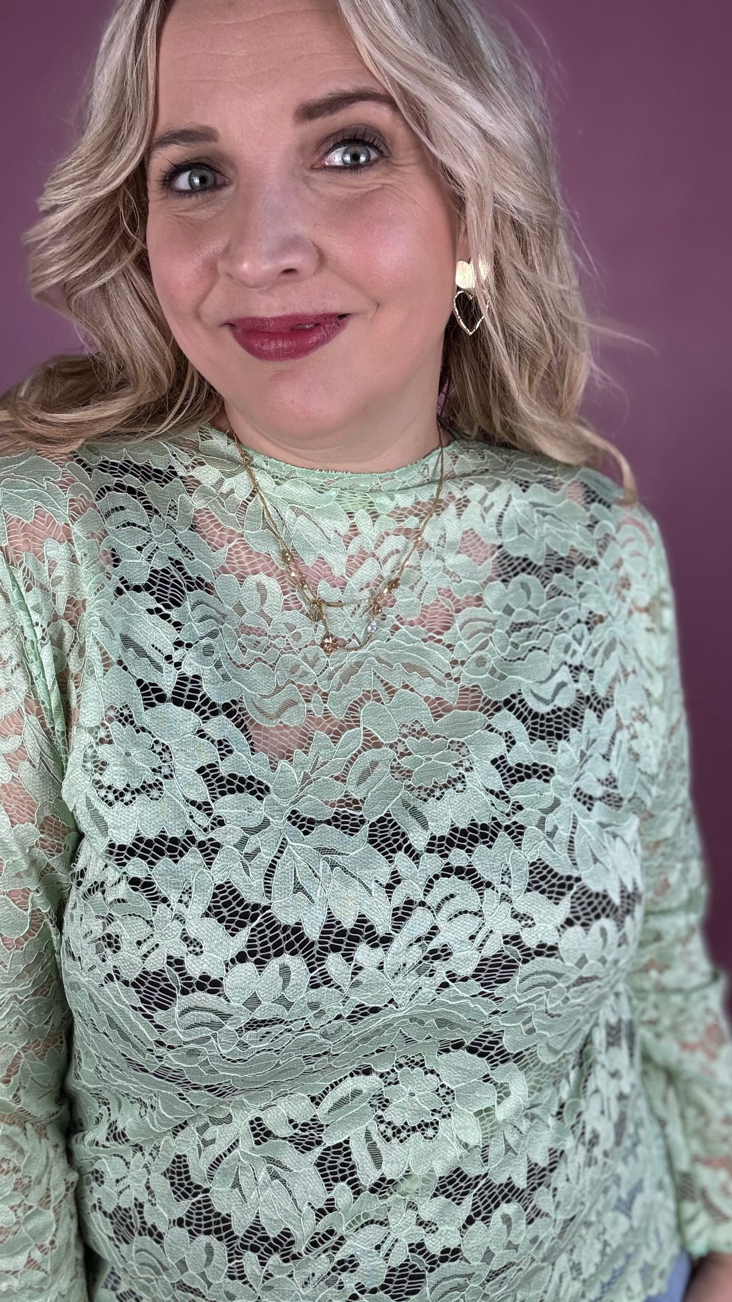 Fleur lace blouse - Mintgroen
