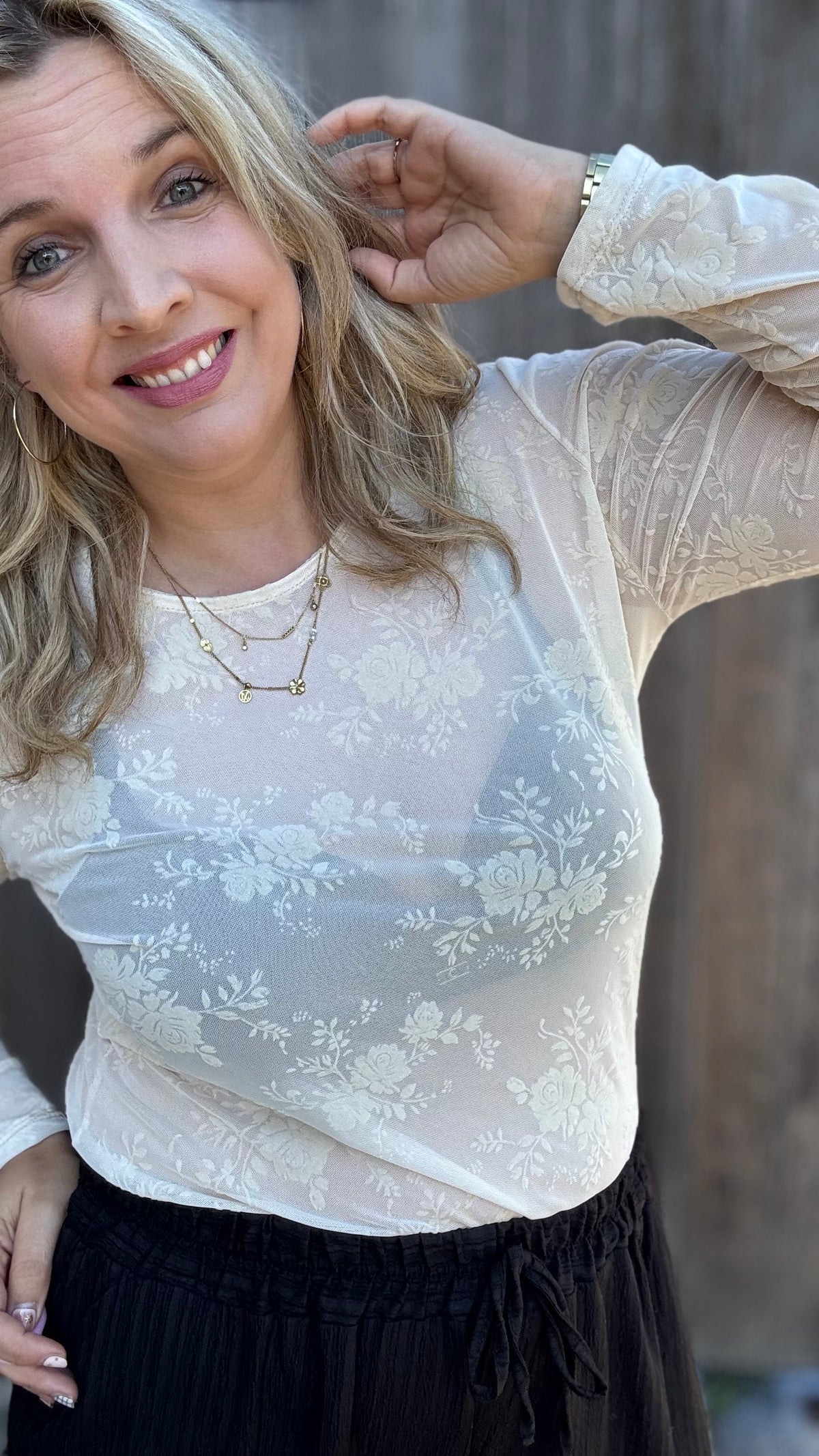 Velvet bloom blouse - Crème