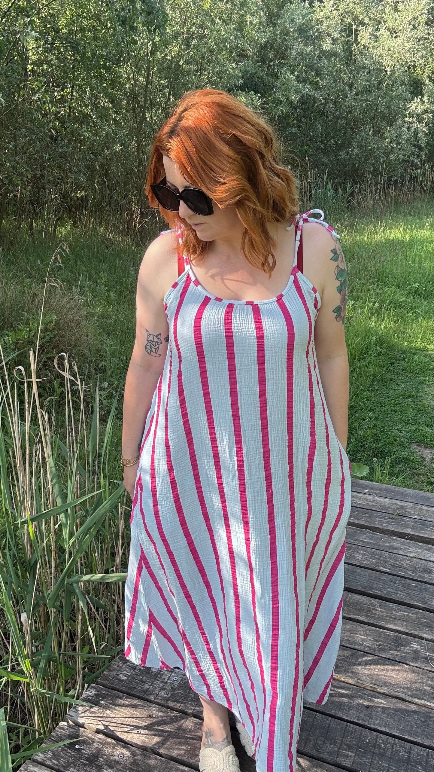 Enya dress - Blauw/fuchsia