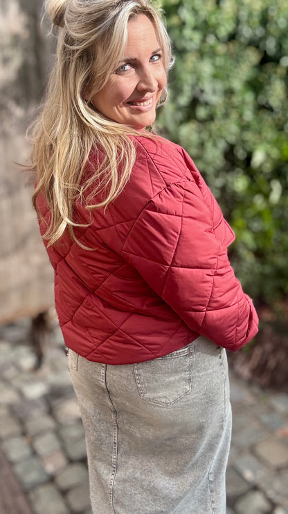 Urban Leopard Puffer - Burgundy