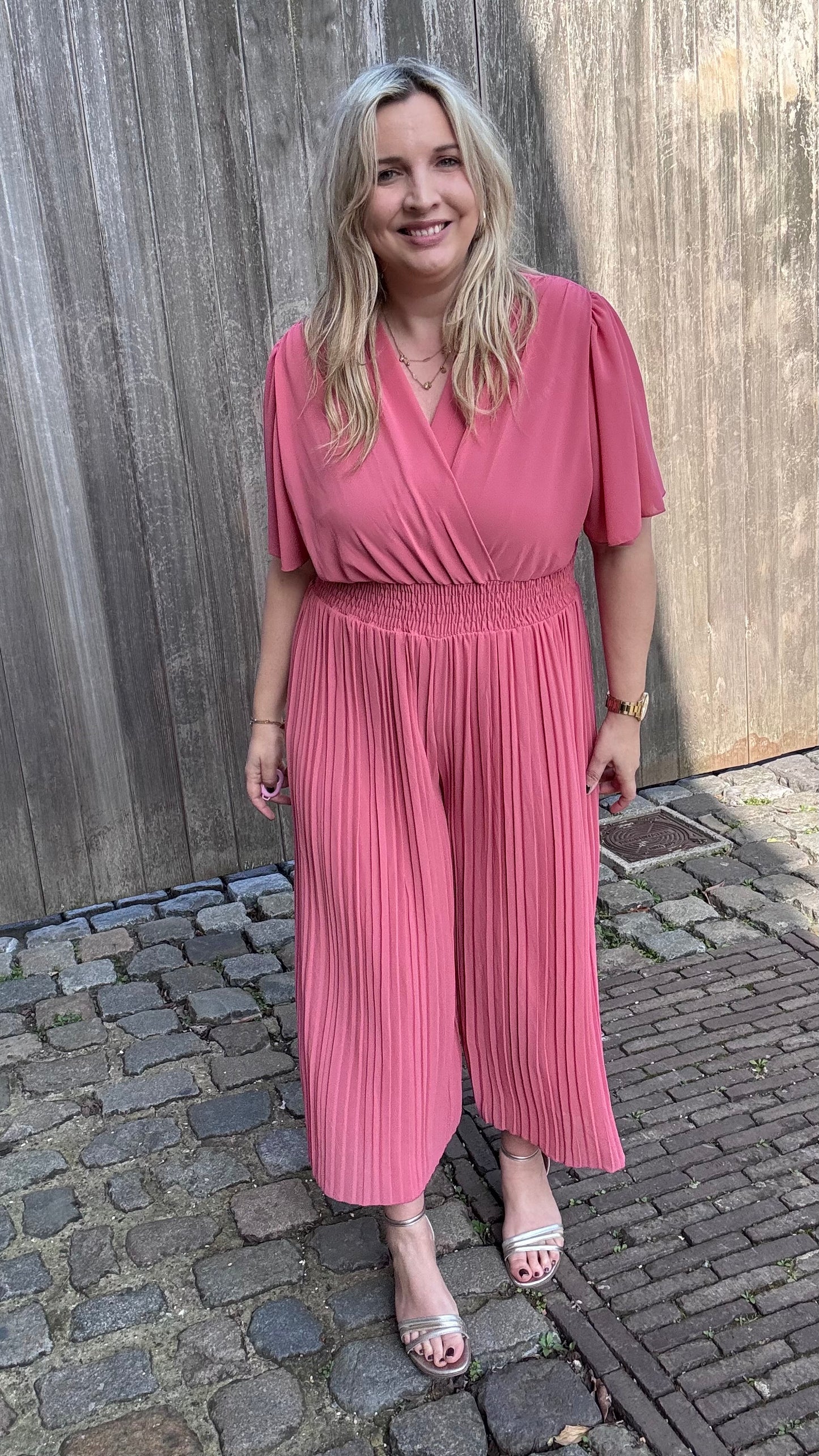 Plissé jumpsuit - Plum