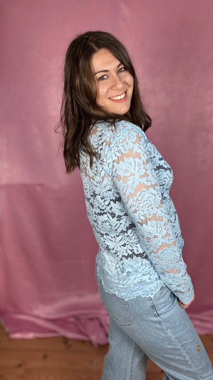 Fleur lace blouse - Lichtblauw