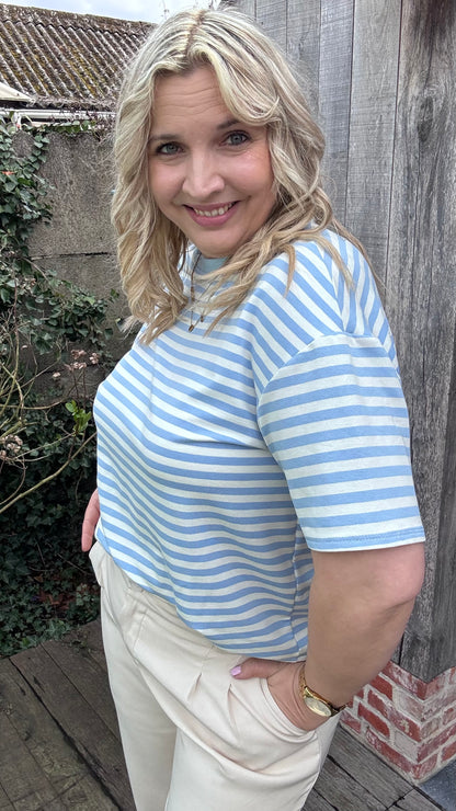 Sweet shirt - (blauw/wit)
