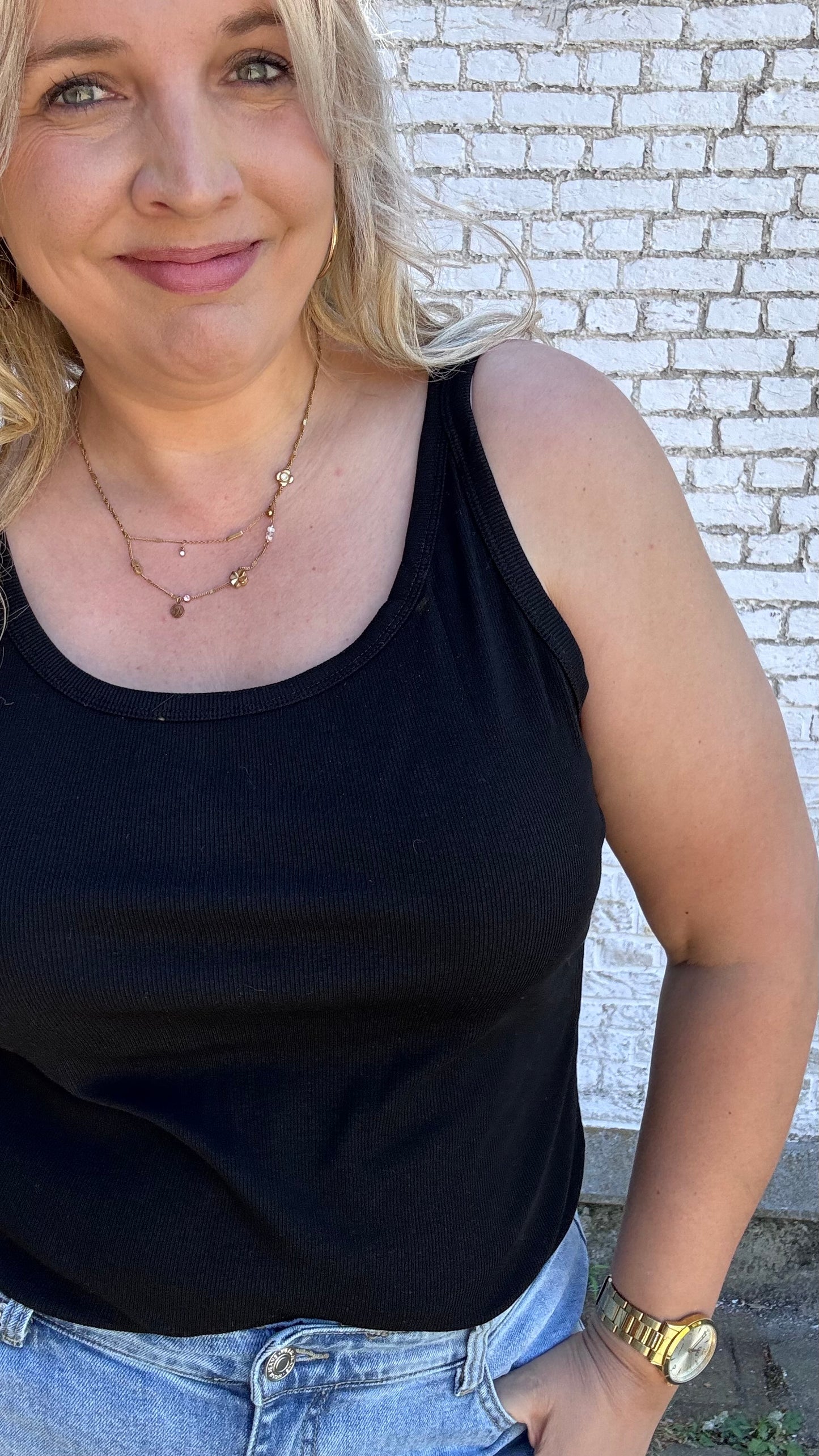 Ribbed top - Zwart
