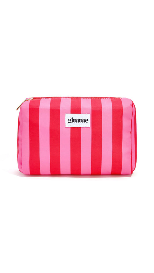 Make-up tas stripes - roze/rood