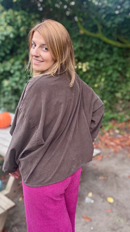 Fine ribbed blouse - Bruin