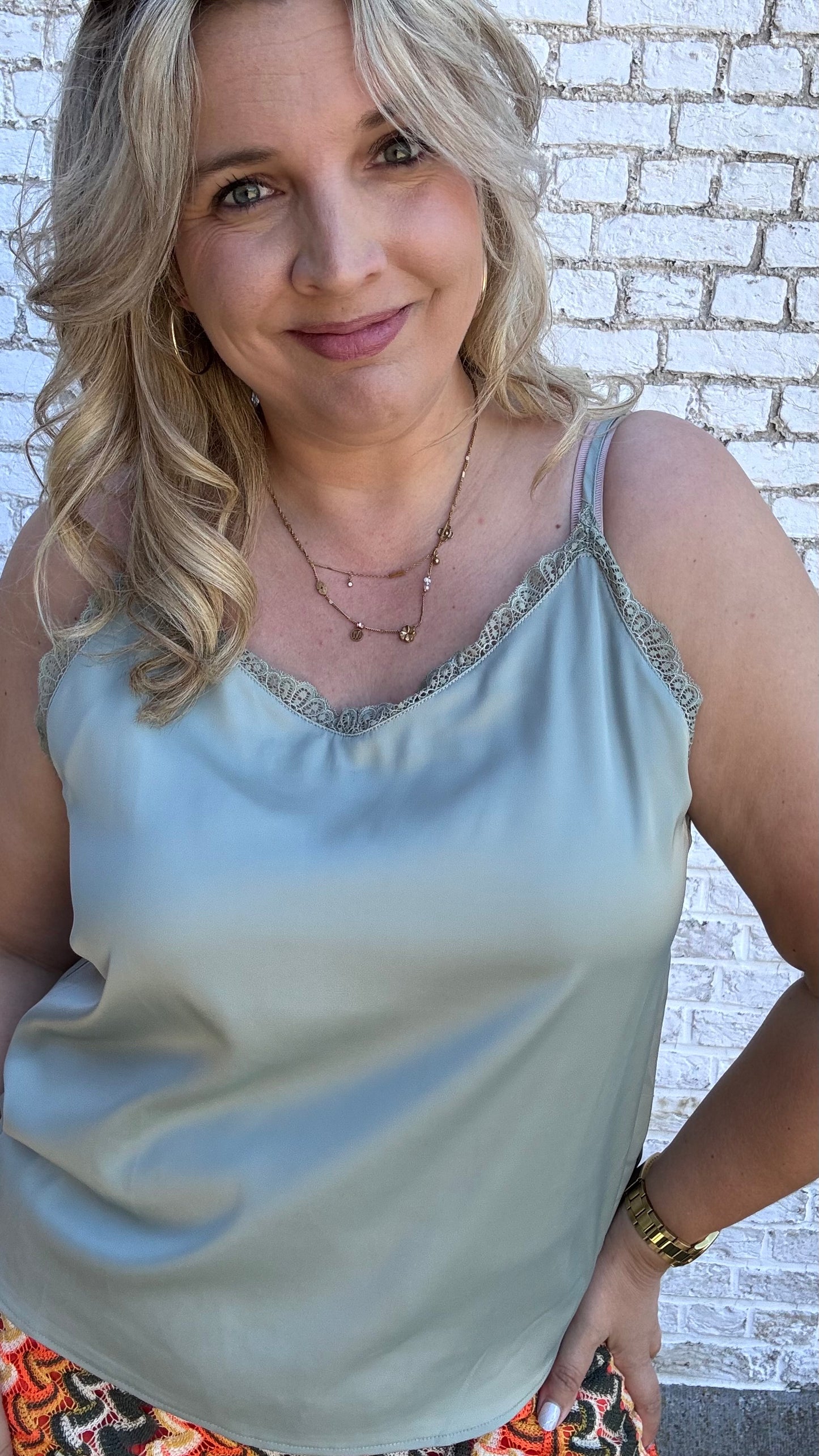 Satin top - Eucalyptus
