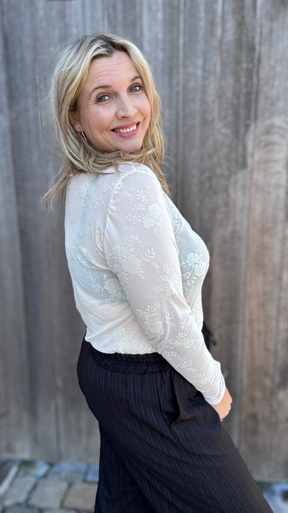 Velvet bloom blouse - Crème