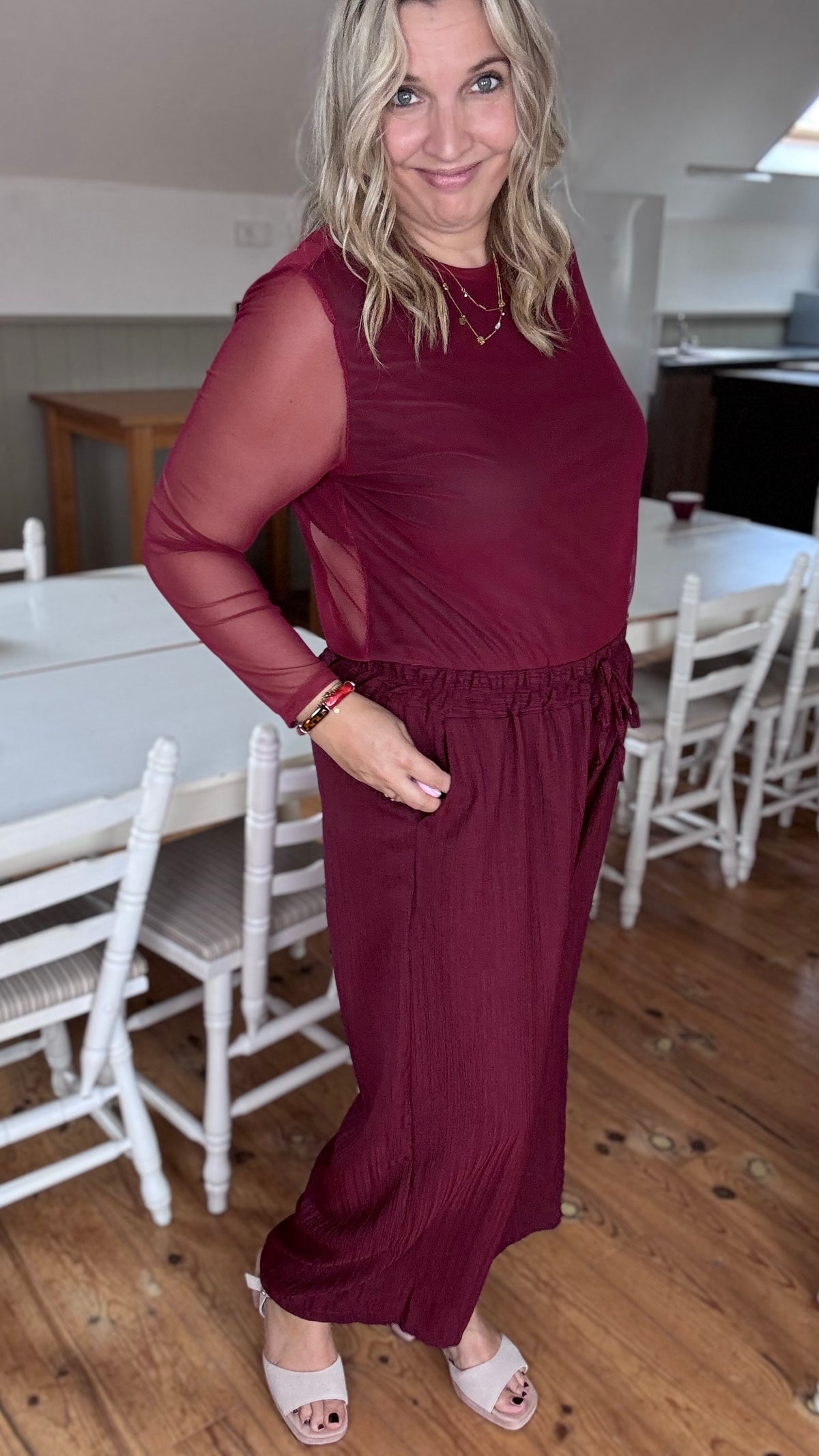 Bella palazzo pants - Burgundy