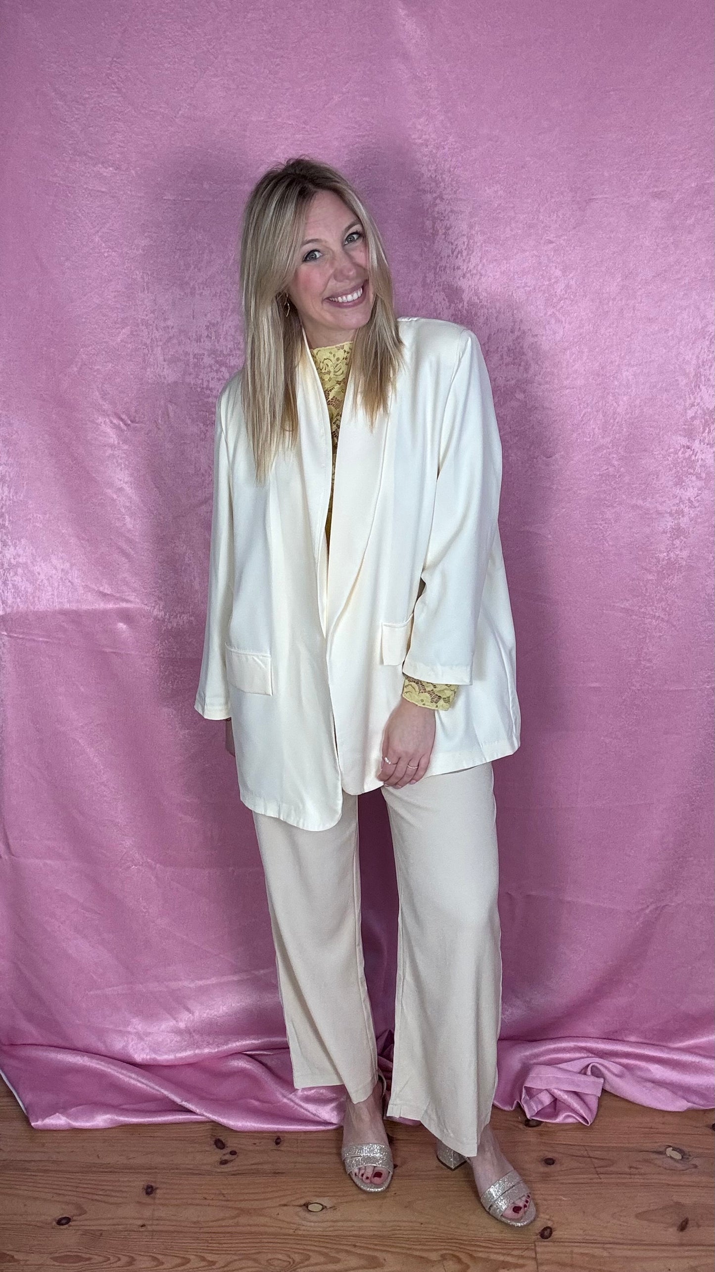 Leopard touch blazer - Gebroken wit