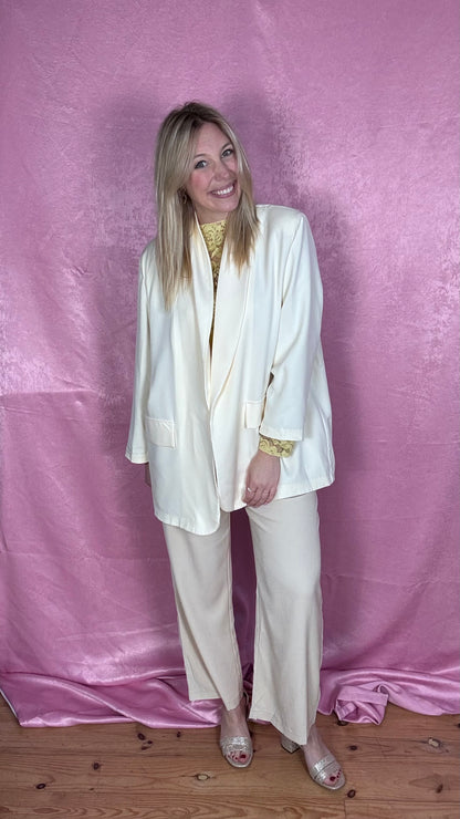 Leopard touch blazer - Gebroken wit