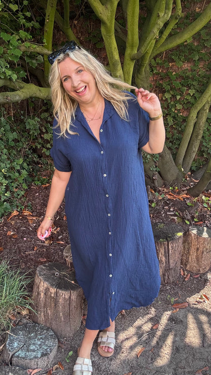 Justine jurk - Donkerblauw