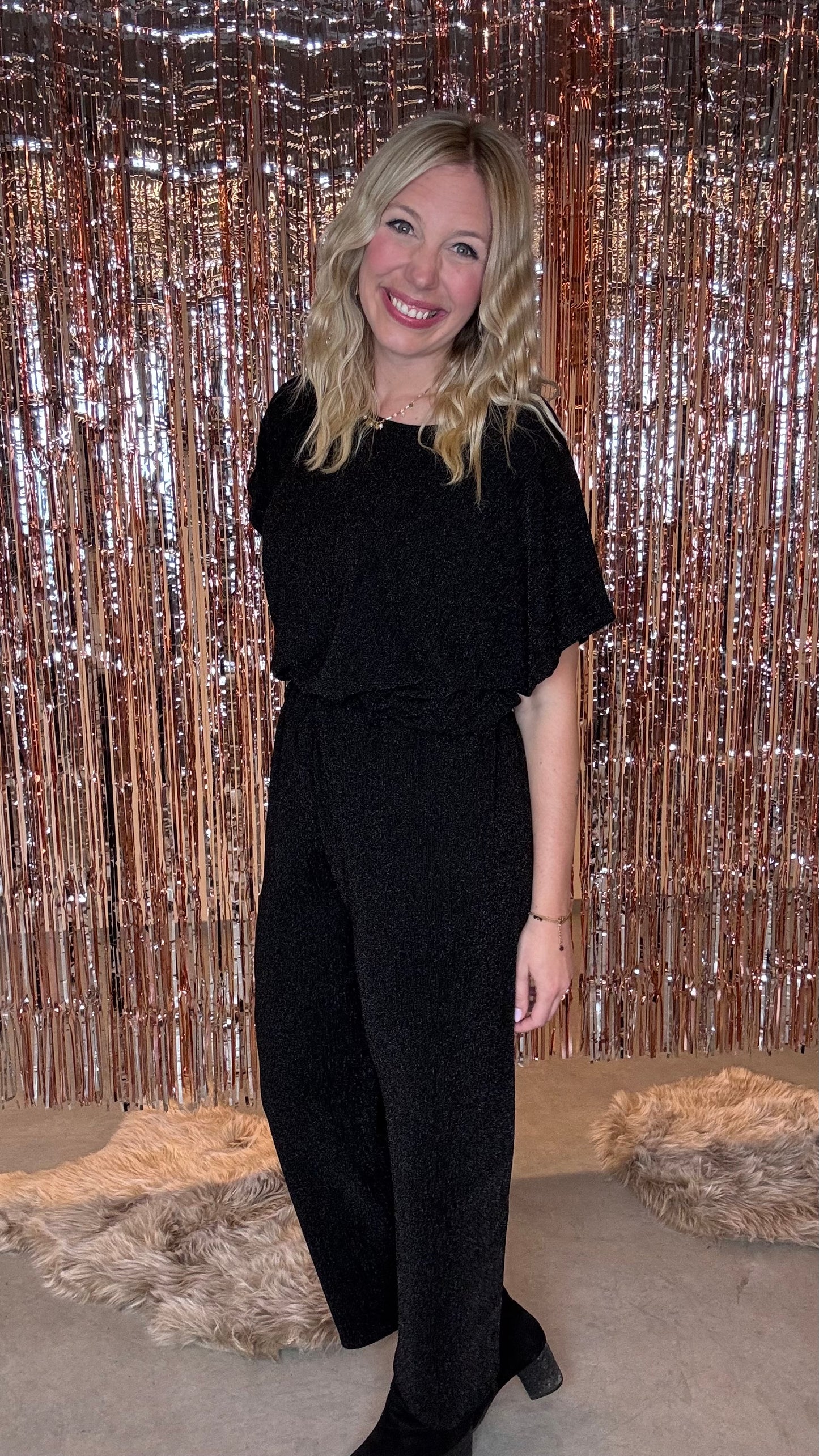 Sparkle lurex broek - Zwart