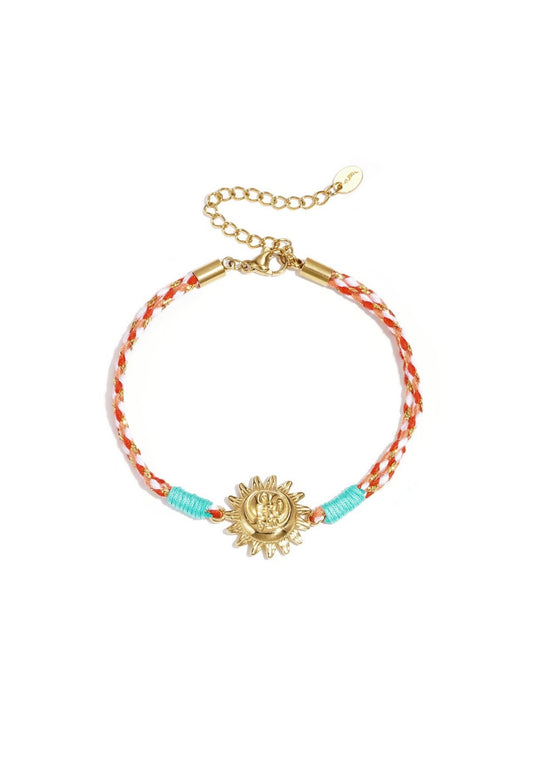 Touwbedel armband - red sun