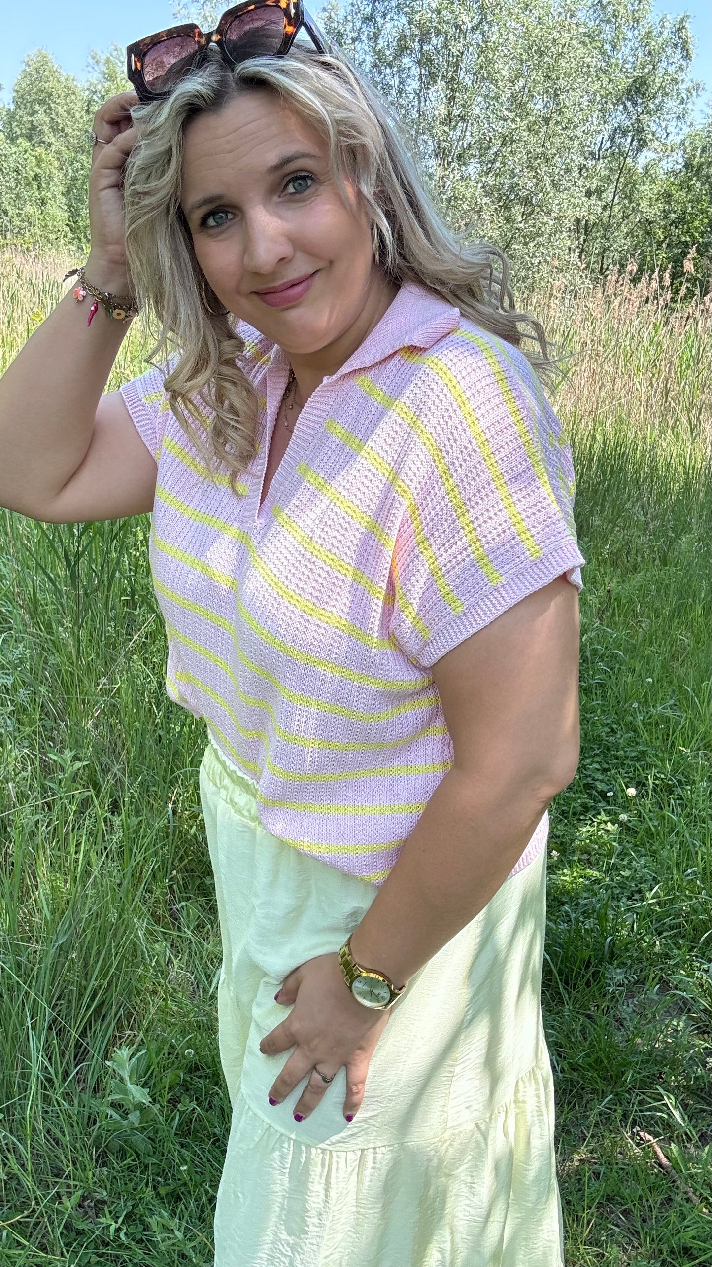 Riva polo - Roze/Geel