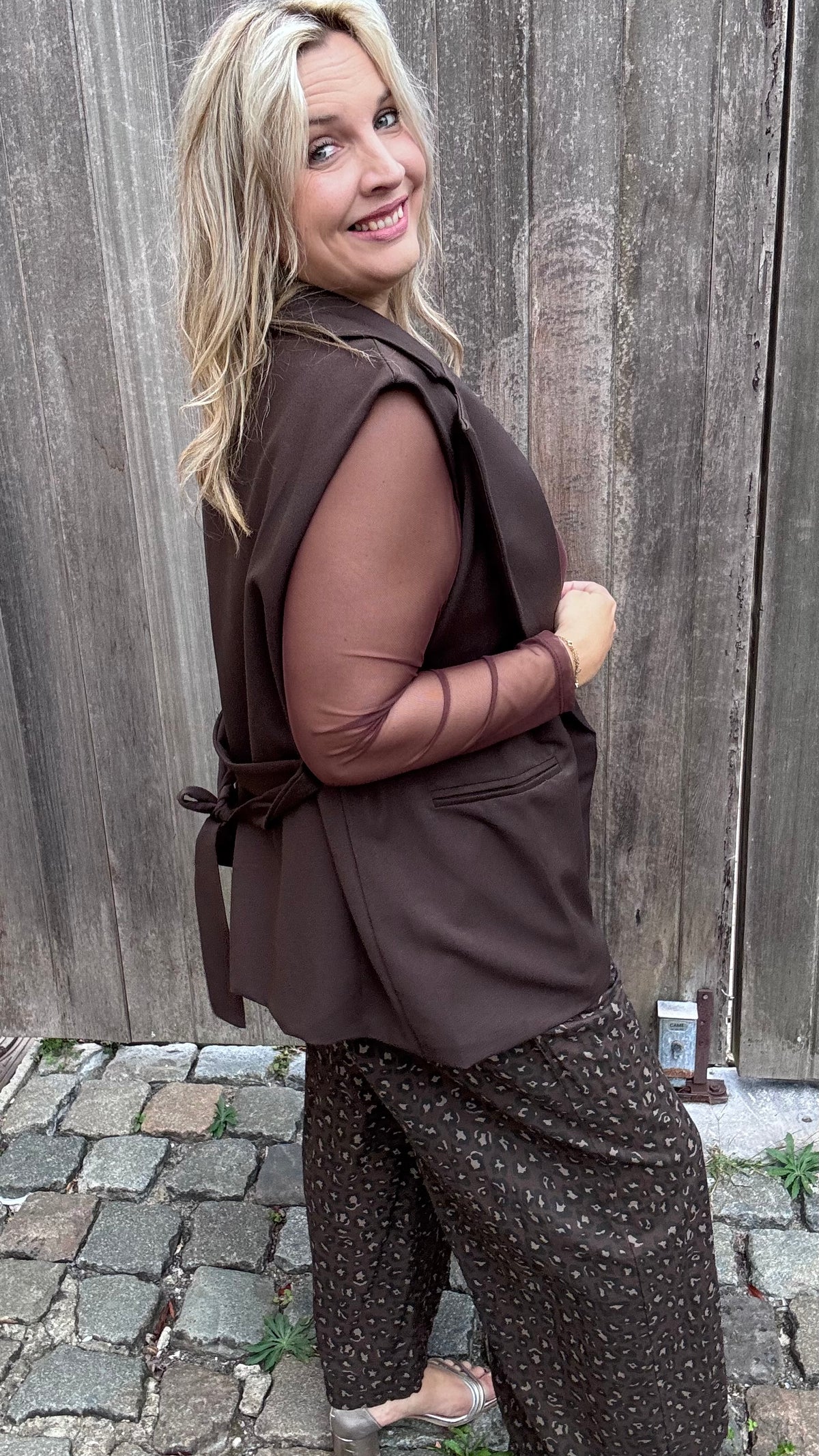 Elle mesh top - Bruin