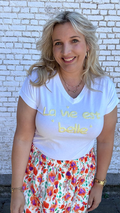 Shirt La vie est belle - Geel