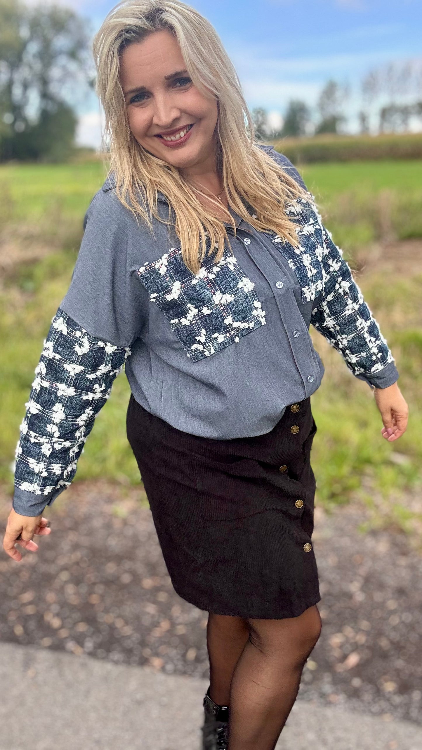 Sparkle denim blouse