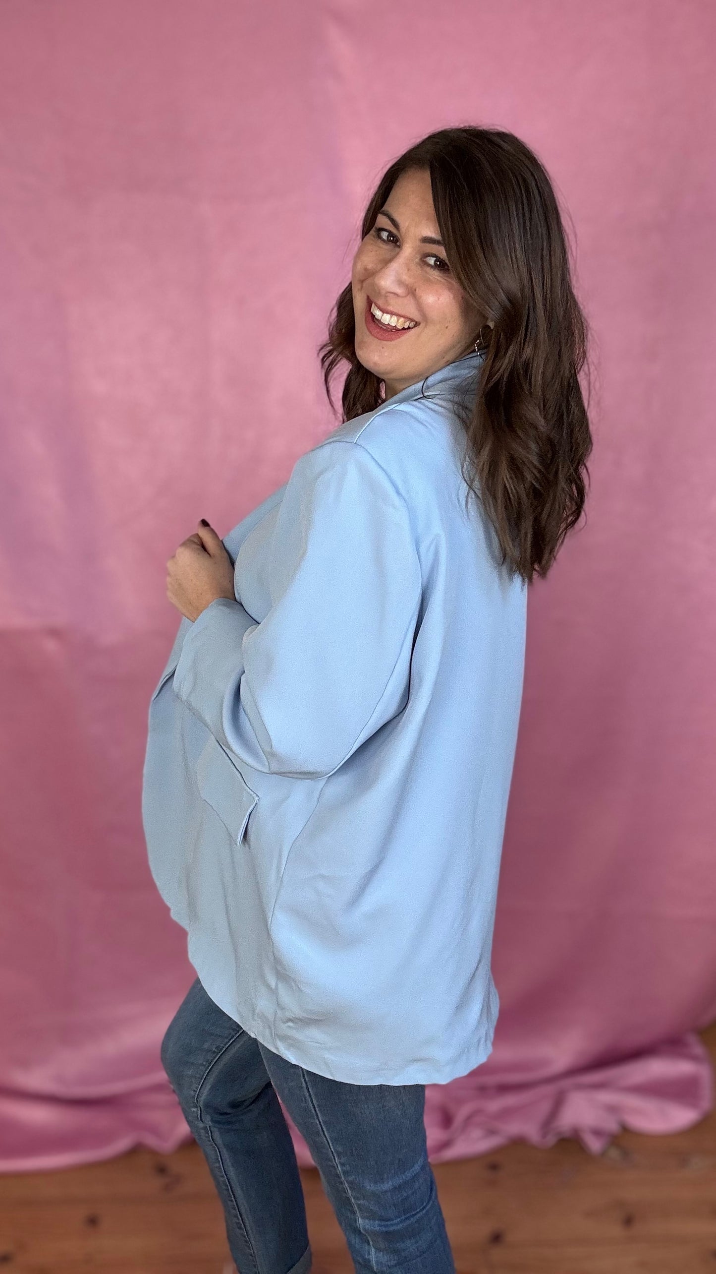 Leopard touch blazer - Babyblauw