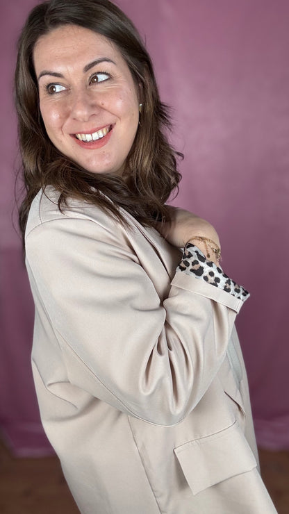 Leopard touch blazer - zand