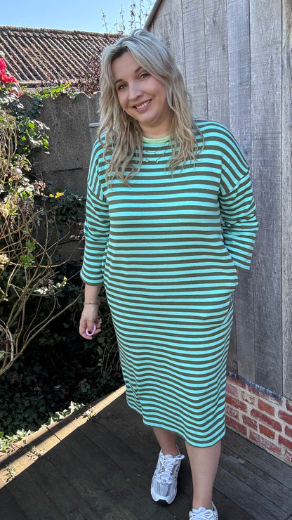 Happy stripes jurk - groen