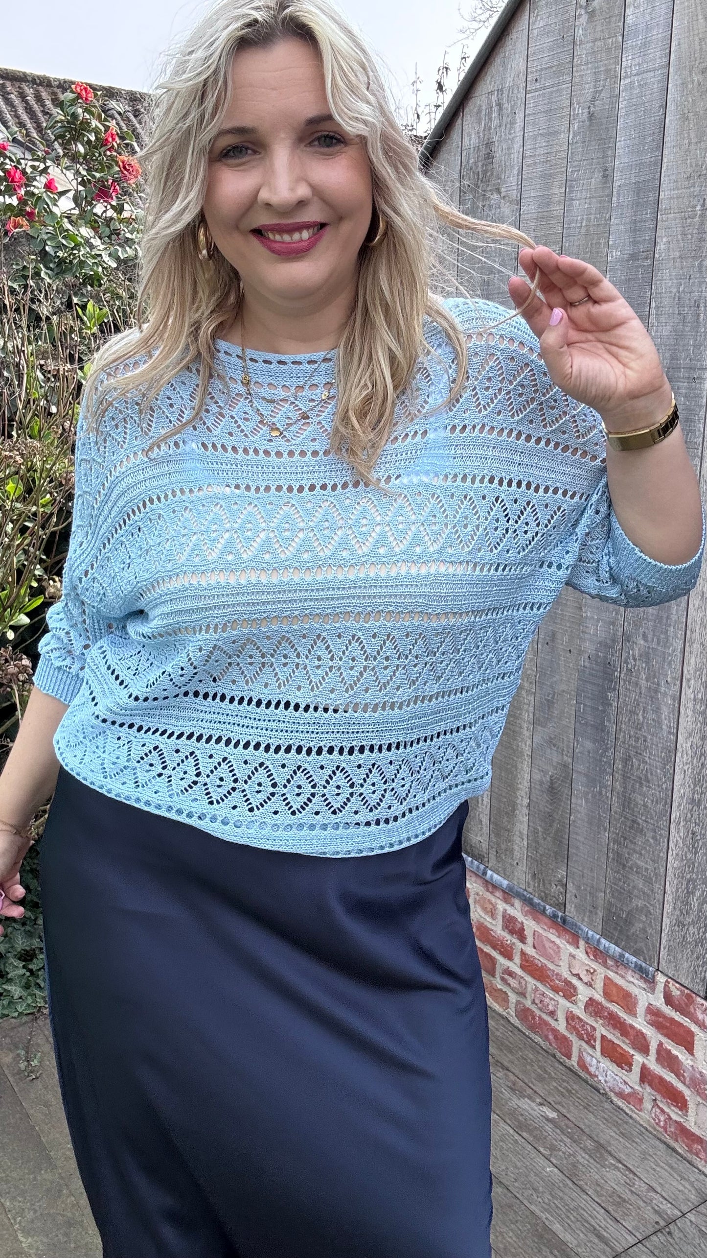Elise broderie top - blauw
