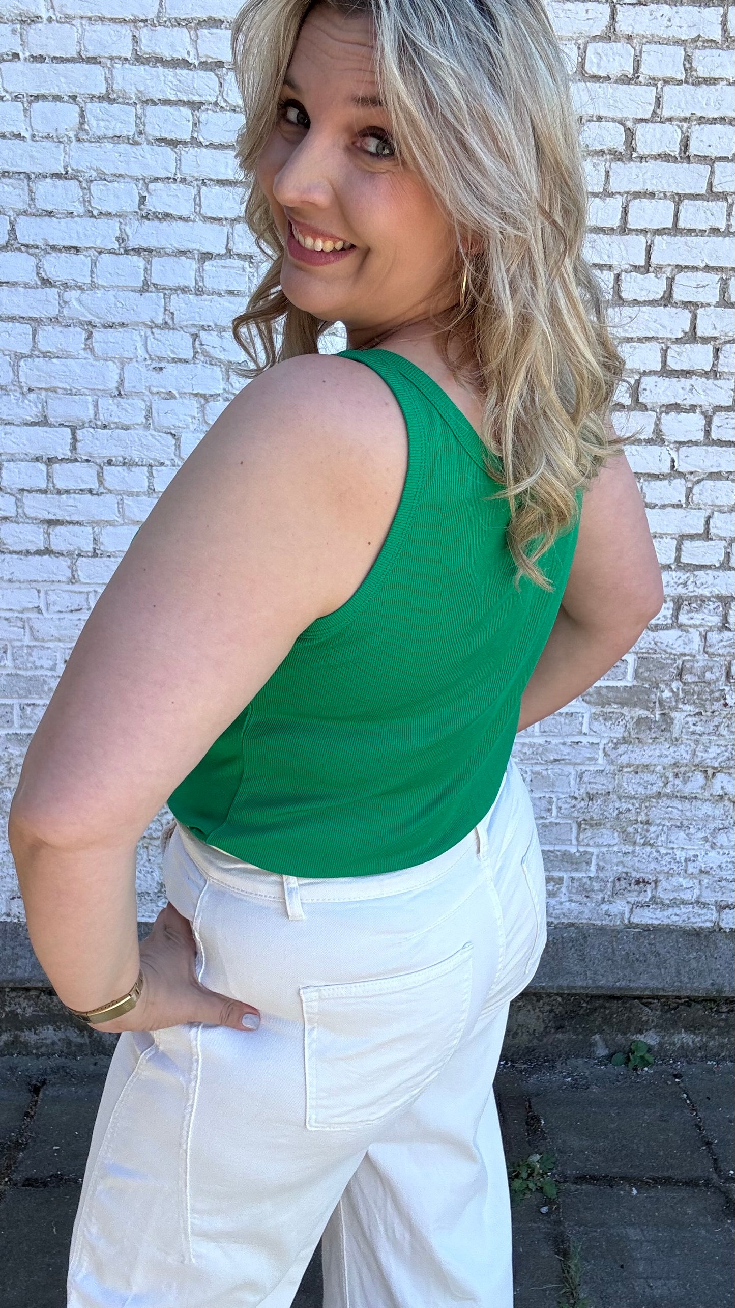 Ribbed top - Groen