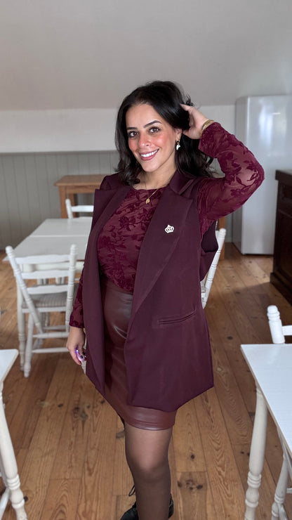 Royal mouwloze blazer - Burgundy