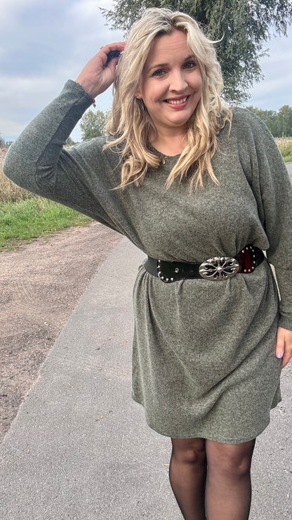 Lounge luxe jurk- Kaki