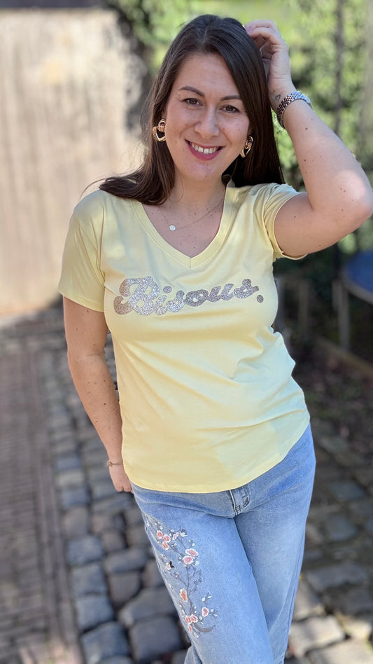 Bisous shirt - Geel