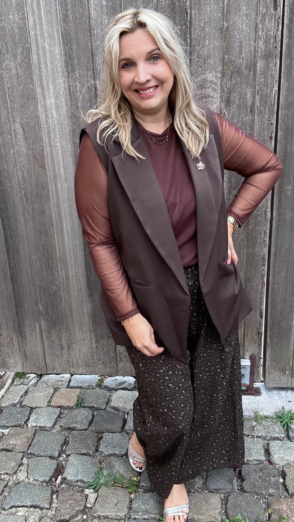 Elle mesh top - Bruin