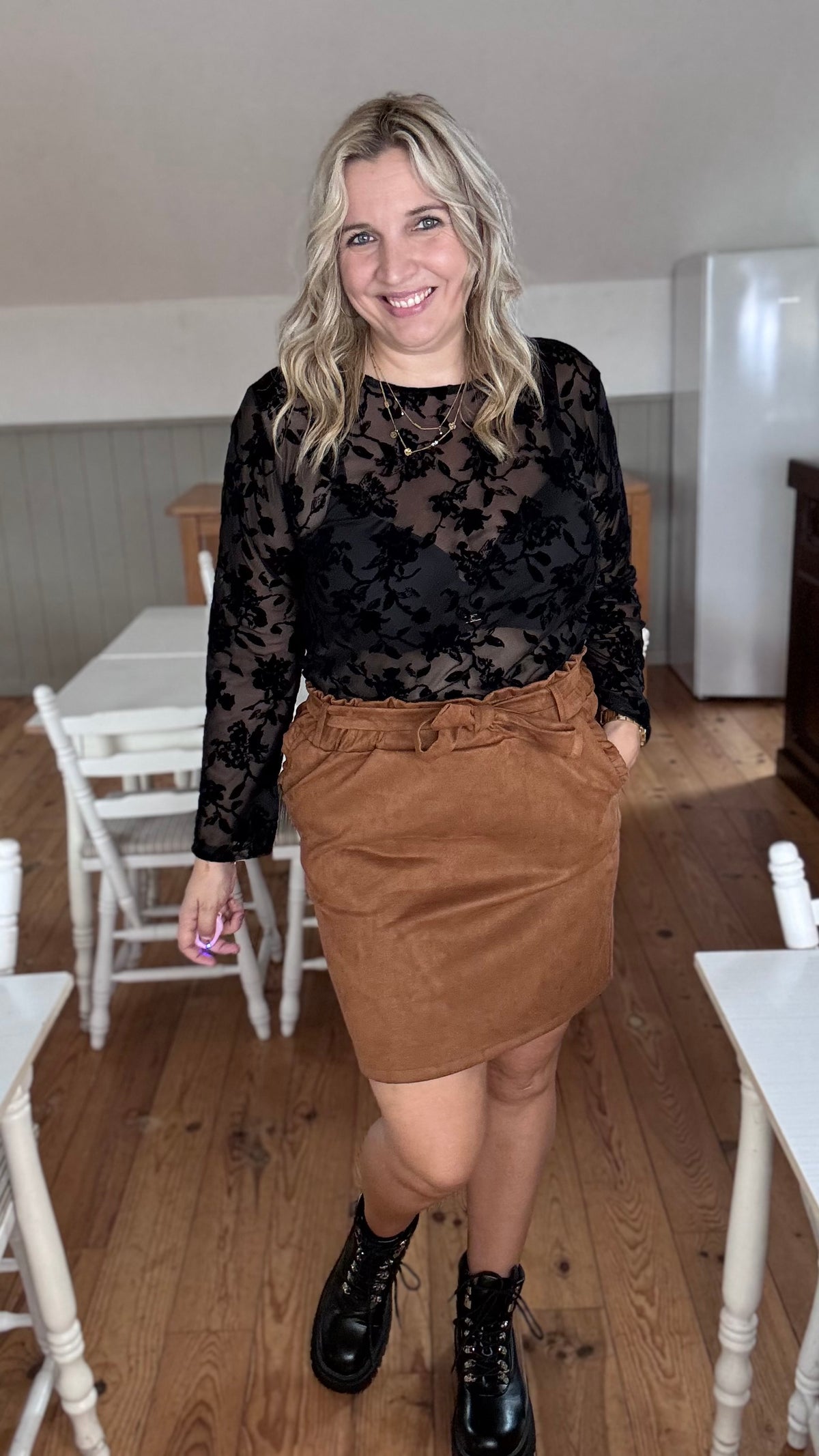 Suède rok - Camel