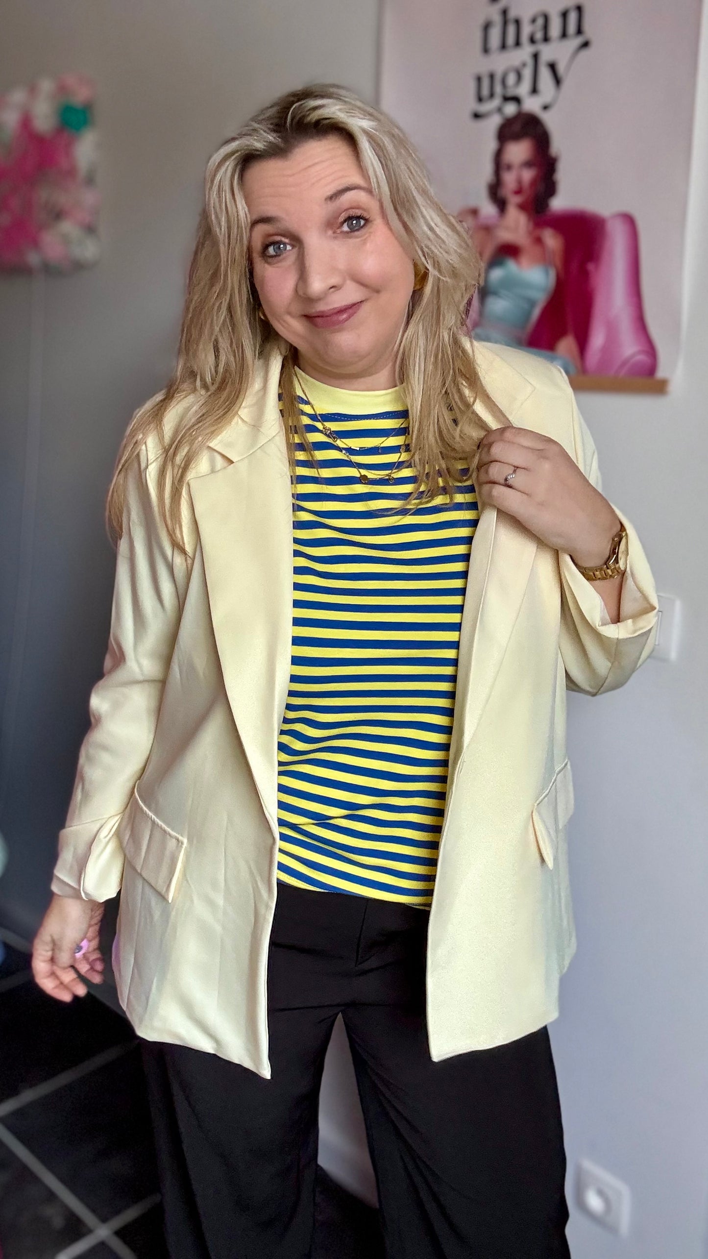 Claudia shirt - Blauw/geel