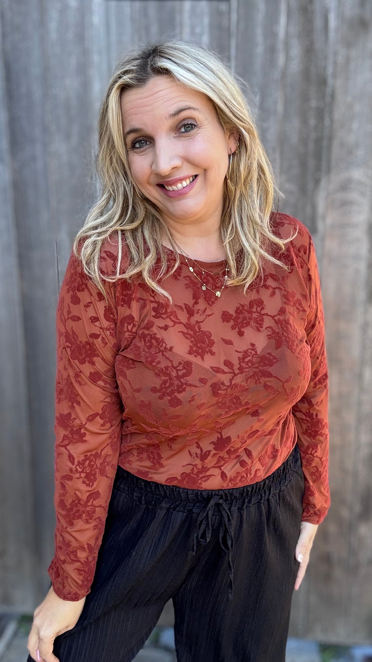 Velvet bloom blouse - Brique