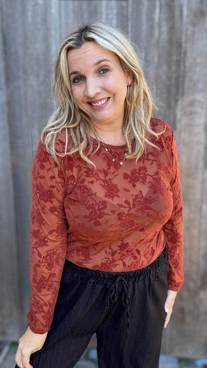 Velvet bloom blouse - Brique