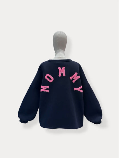 Mommy sweater - Navy/pink