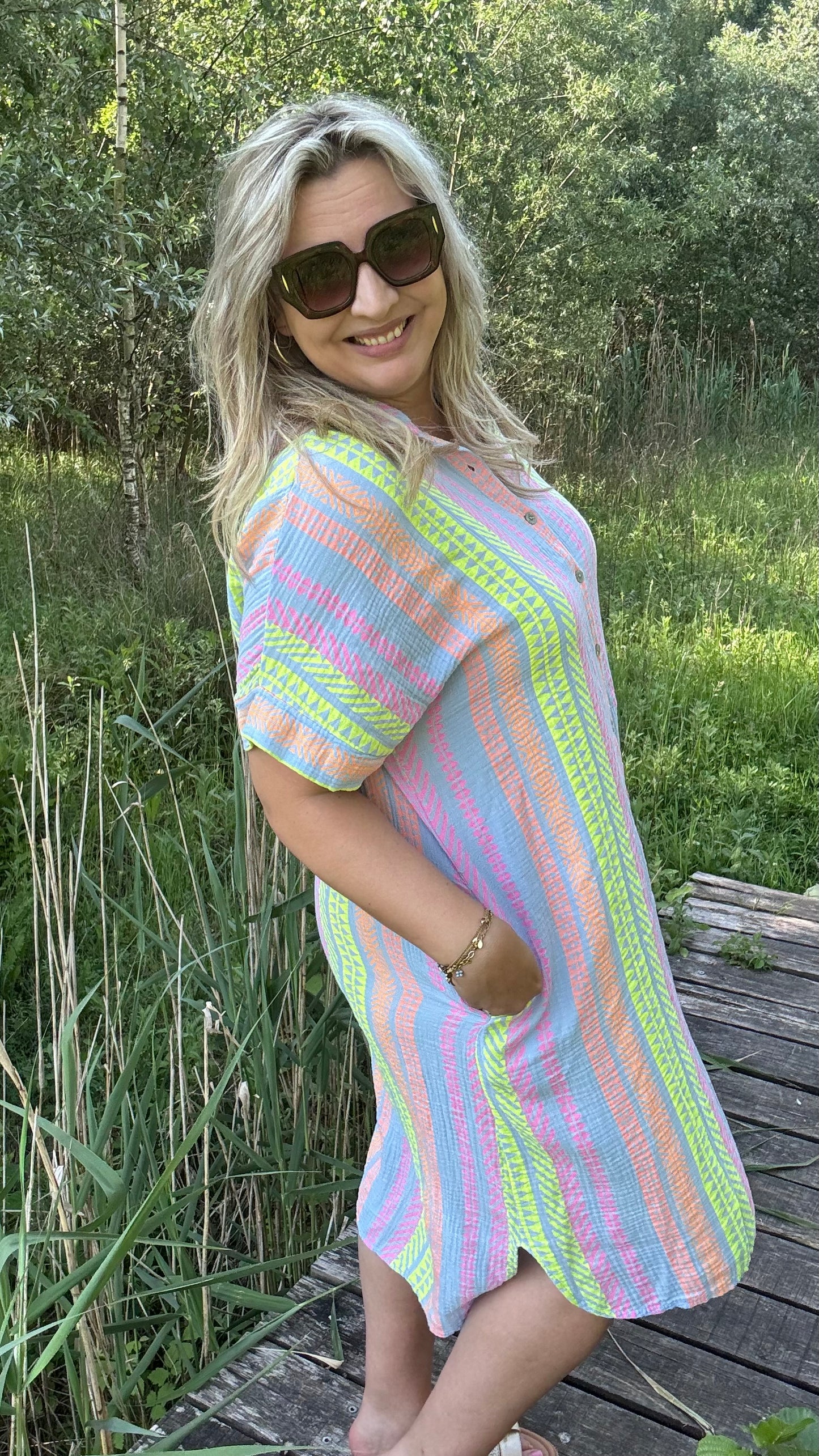 Coastal tetra dress - Blauw