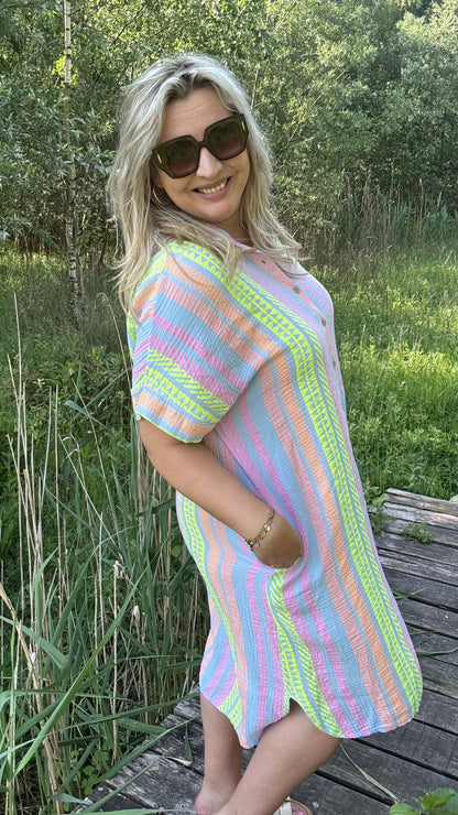 Coastal tetra dress - Blauw