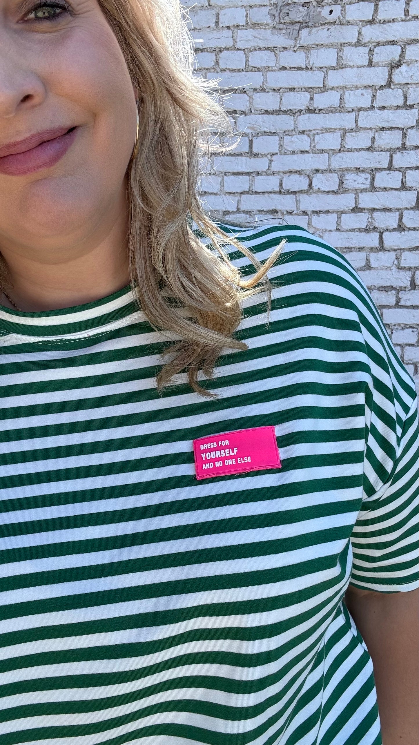 Yourself shirt - Groen/wit (Curve)