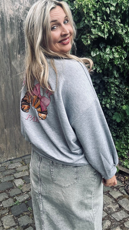 Croissant sweater grijs