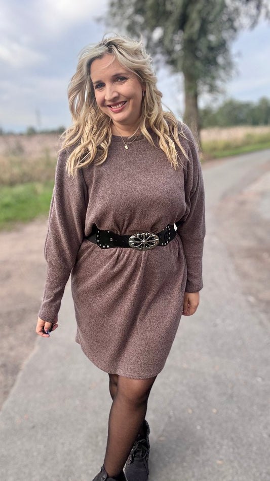 Lounge luxe jurk - Bruin