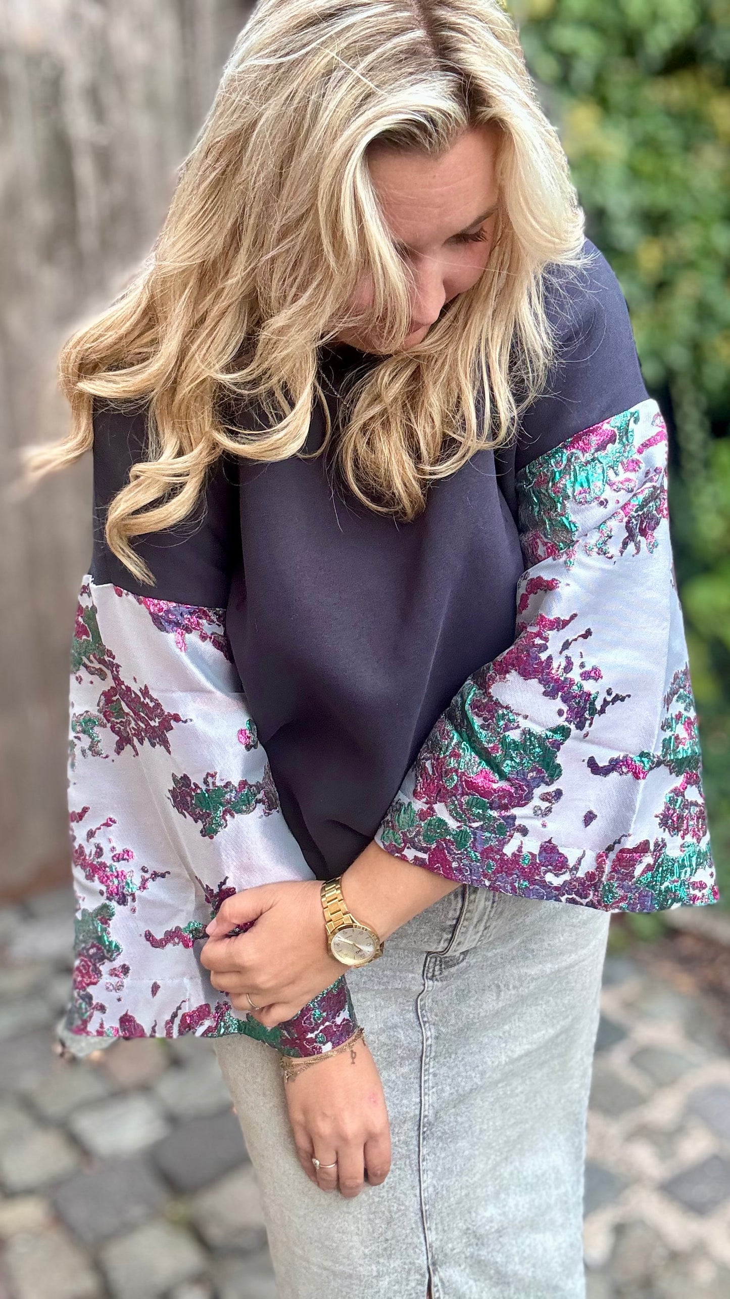 Shimmer sweater - Navy/purple