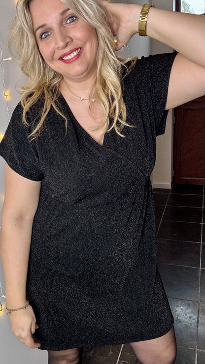 Midnight sprakle wrap dress - Zwart