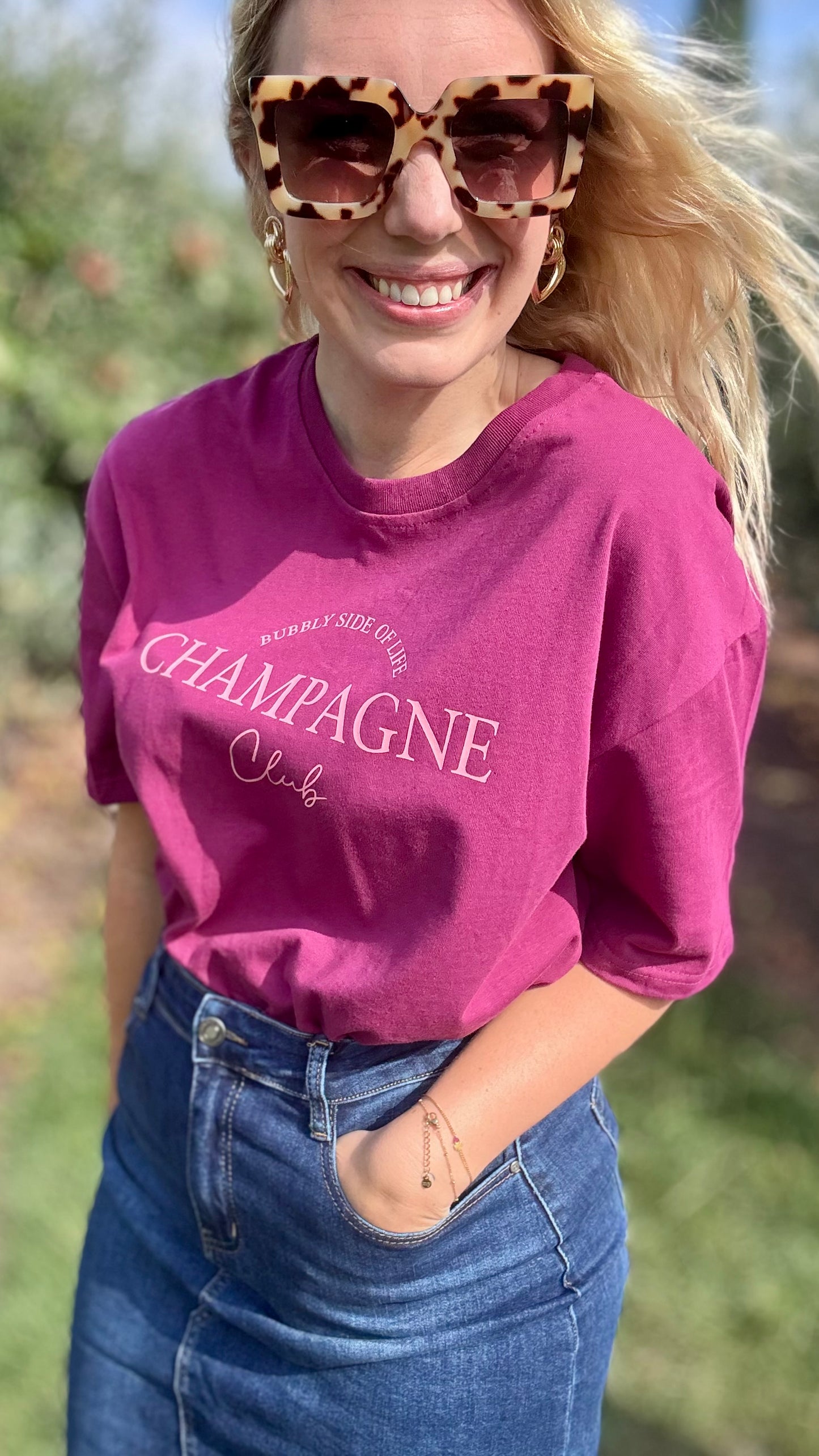 T-shirt champagne magenta
