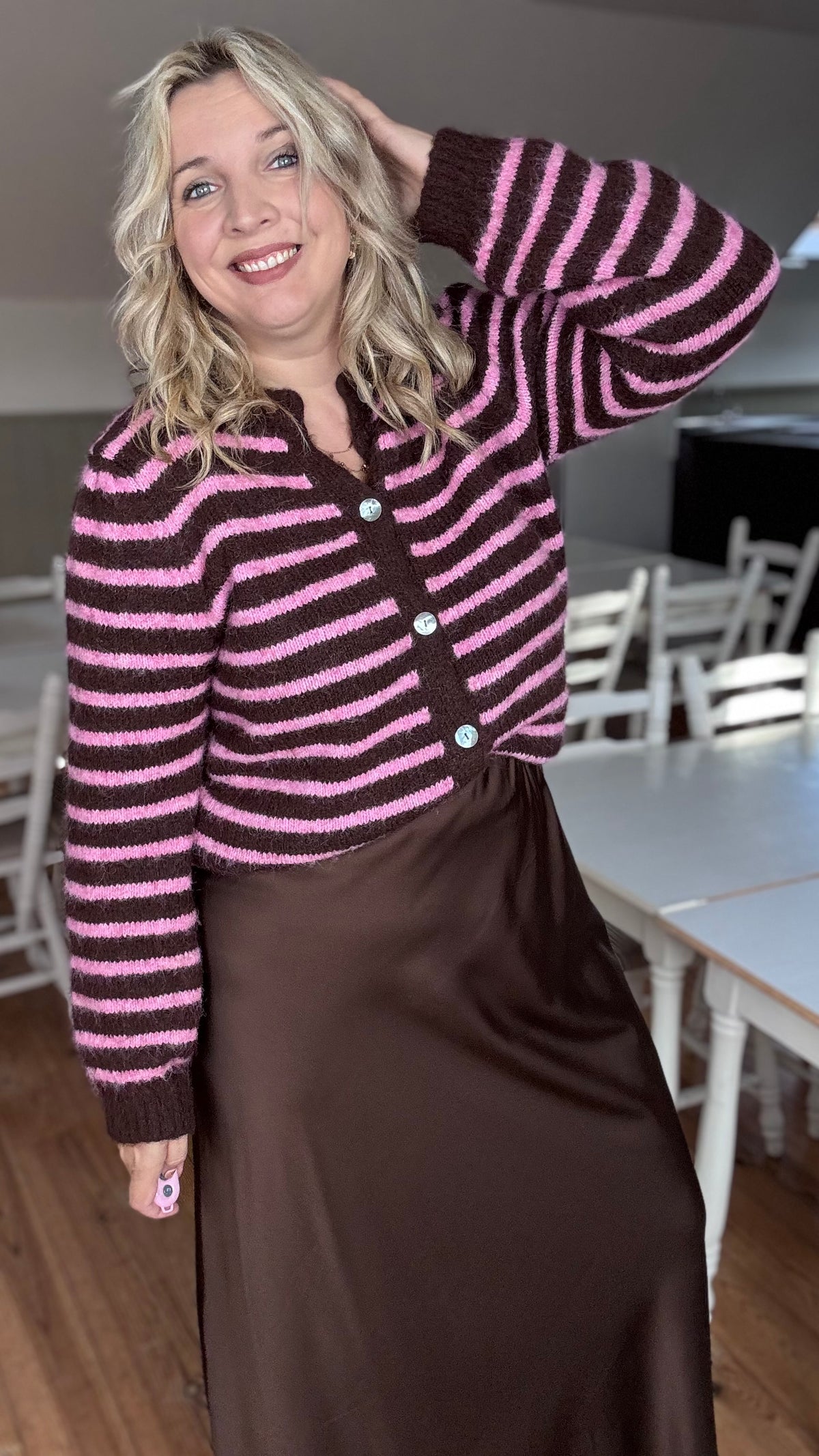 Candy crush cardigan - Brown/pink