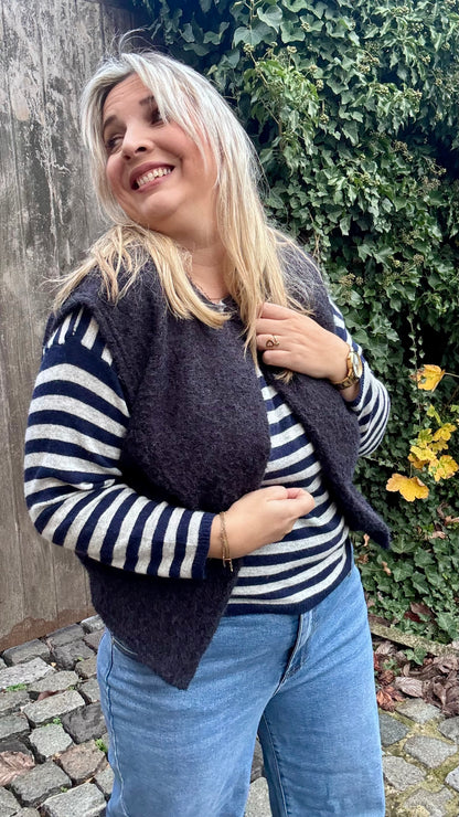 Navy/grijs striped pull