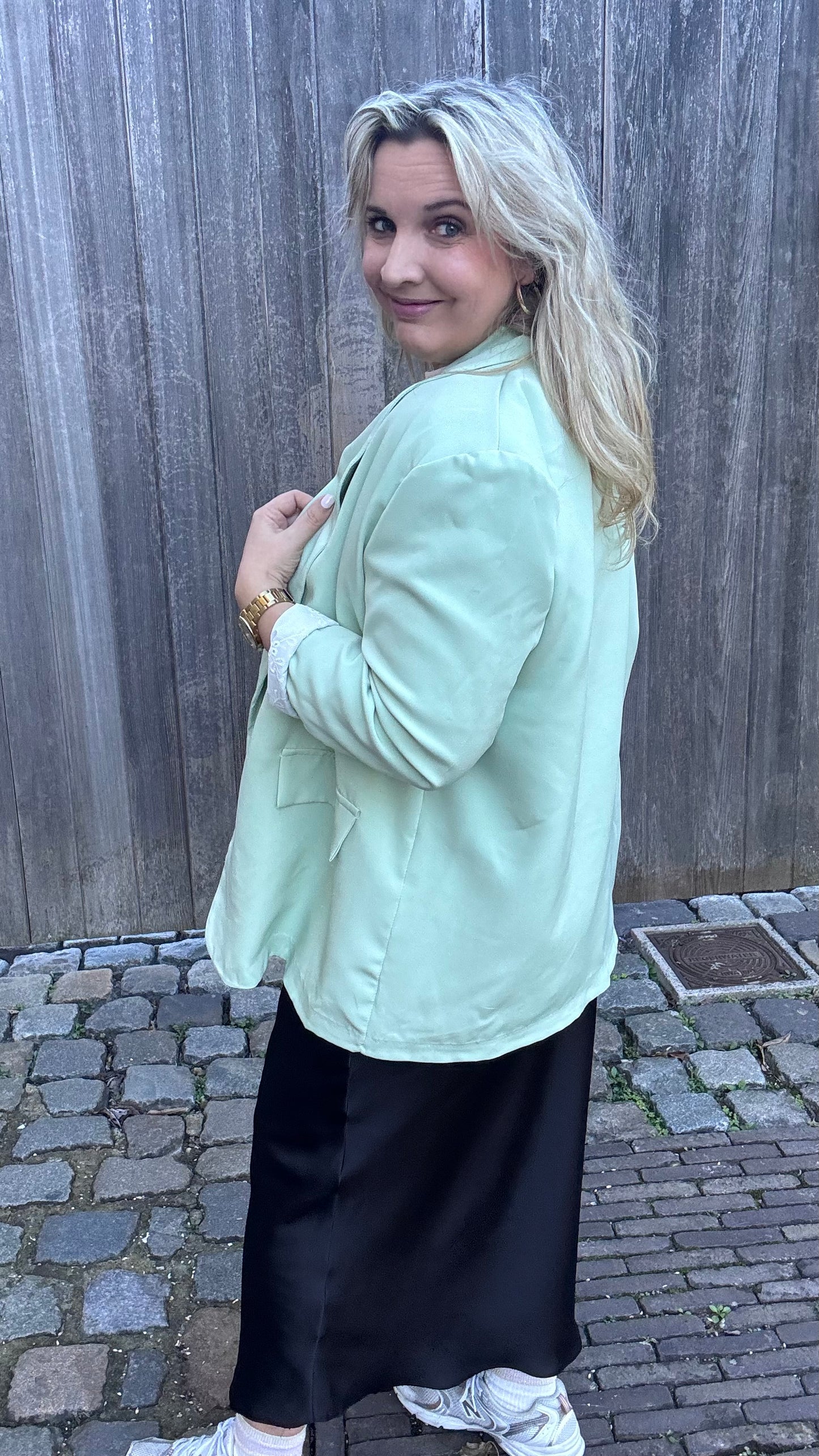 Lace touch blazer - Mintgroen