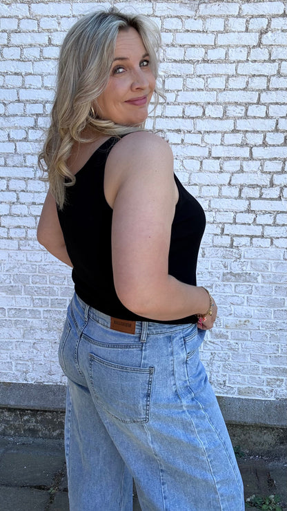 Ribbed top - Zwart