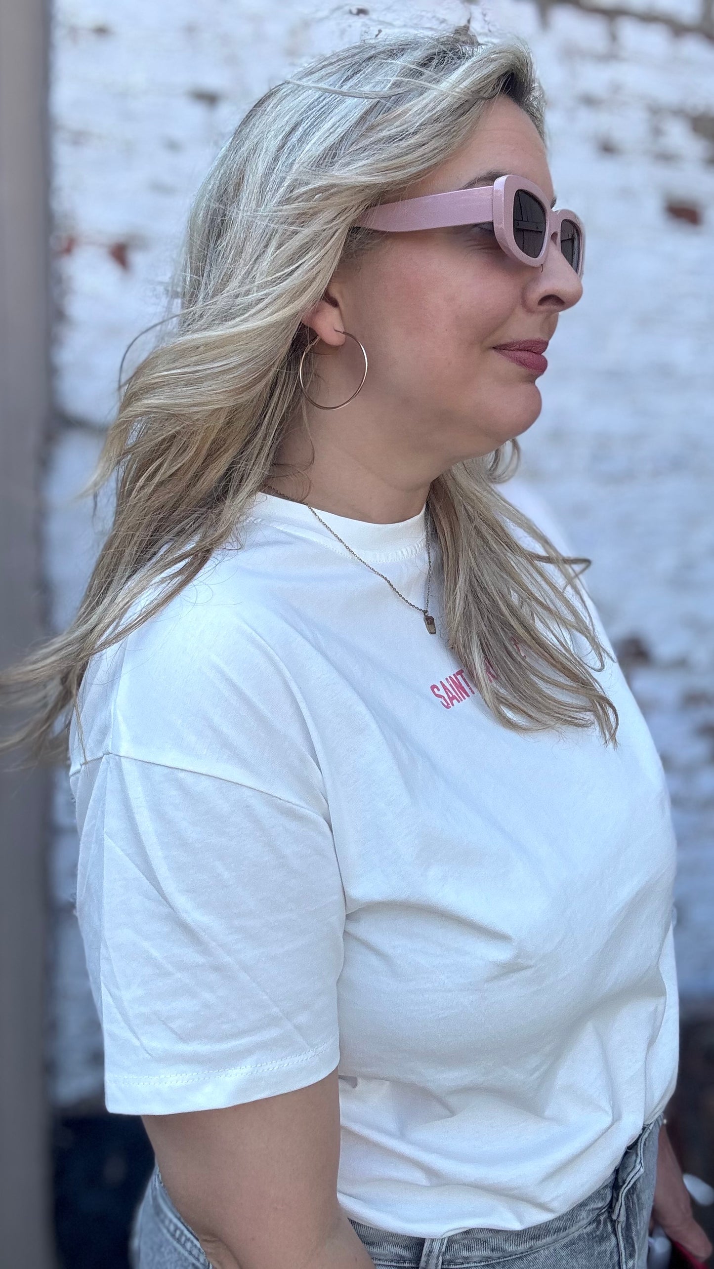 Pink retro zonnebril