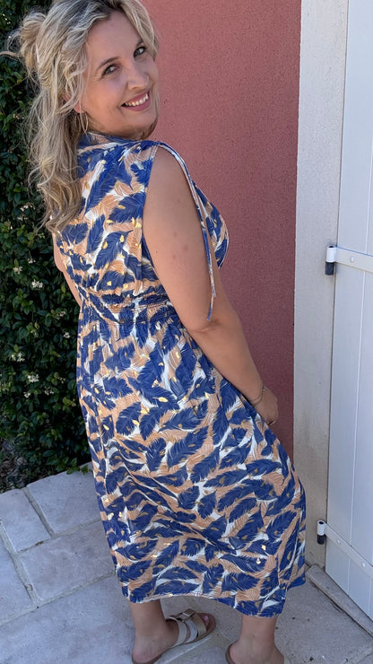 Every Woman Dress - Golden feather (blauw)